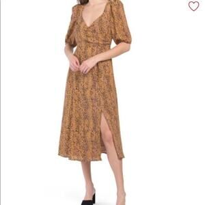 NWT WAYF Leopard Faux Wrap‎ Midi Dress